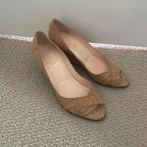 Christian Louboutin Cork Peep Toe Wedges size 7.5